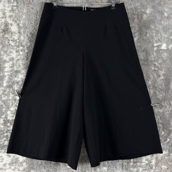 Sunny Leigh Womens Size 6 Cropped Wide Leg Sequin Pants Black Zip Stretch Casual - Picture 1 of 12